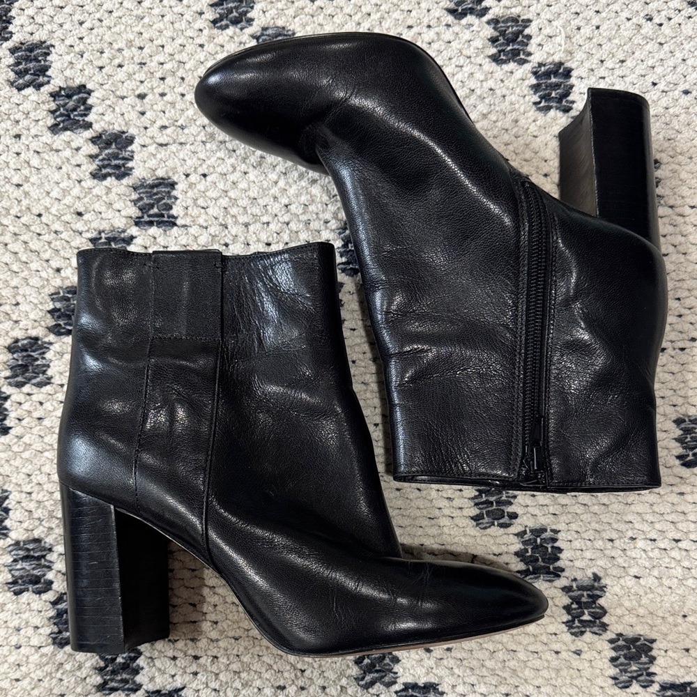 Nine West Elegant Black Leather Ankle Boots